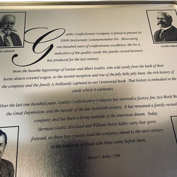 Vintage 1960's Special Centennial Edition GOELITZ Confectionary Candy Tin 10" x - Picture 3 of 5